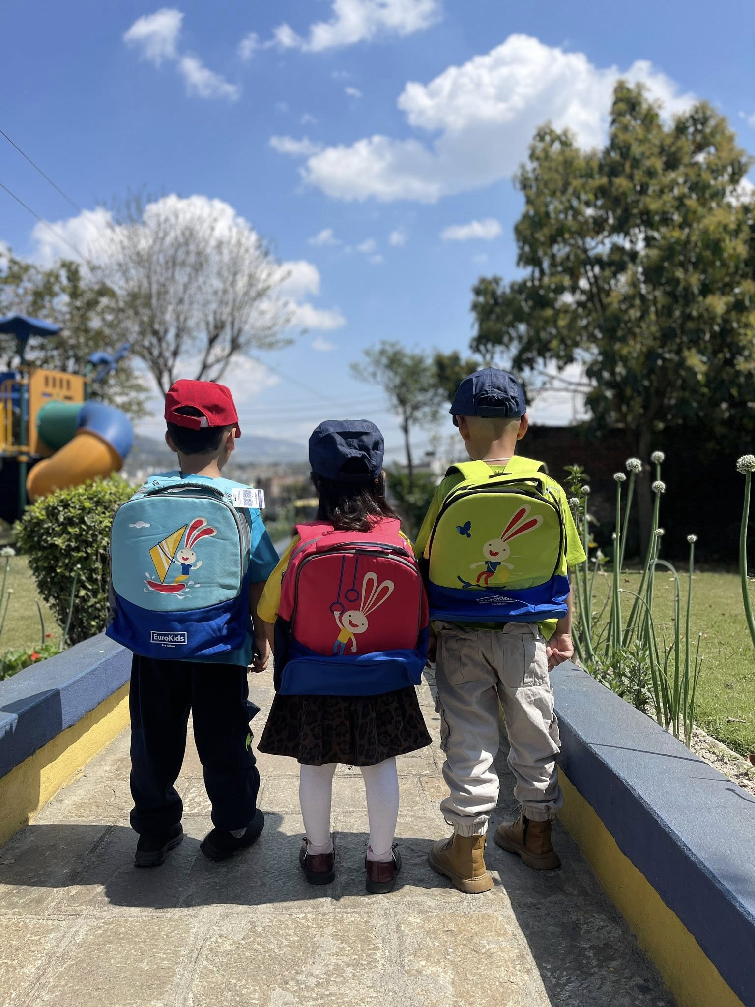 Happy children playing at EuroKids Mulpani preschool Kathmandu Nepal